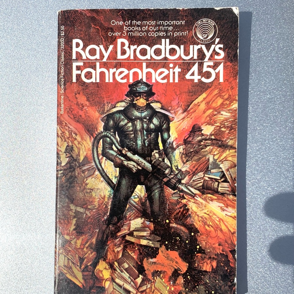Ray Bradbury's Fahrenheit 451 1976 Paperback Black & Orange Cover Art Used Book